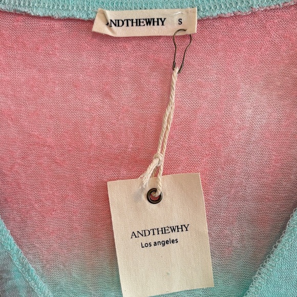 AndtheWhy V-Neck Tunic in Pink and Blue Tie Dye Oversized Lightweight Summer - Picture 2 of 6